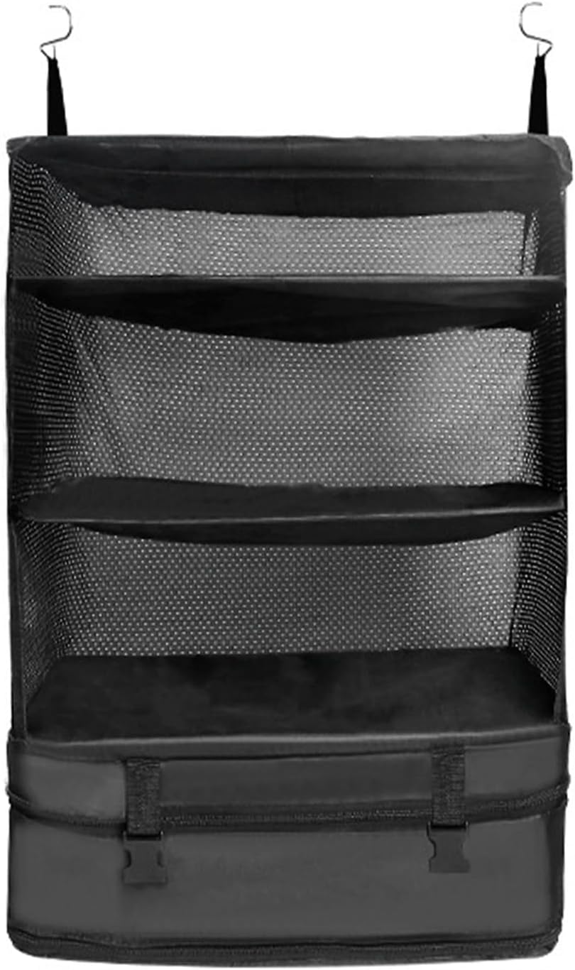 Portable Hanging Travel Shelves, 3 Shelf Travel Collapsible Compression Garment Organizer, Carry On Closet Suitcase, Suitcase Organizer for Home, Office Use