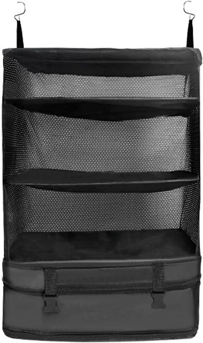 Portable Hanging Travel Shelves, 3 Shelf Travel Collapsible Compression Garment Organizer, Carry On Closet Suitcase, Suitcase Organizer for Home, Office Use