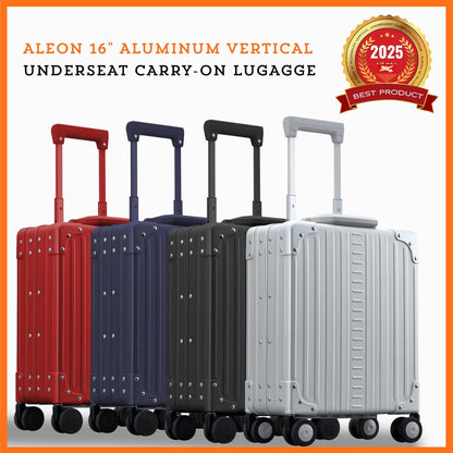 All Aluminum Lightweight 16" Premium Vertical Underseat Carry-on Luggage - Business Briefcase with Wheels - Hardshell Suitcase