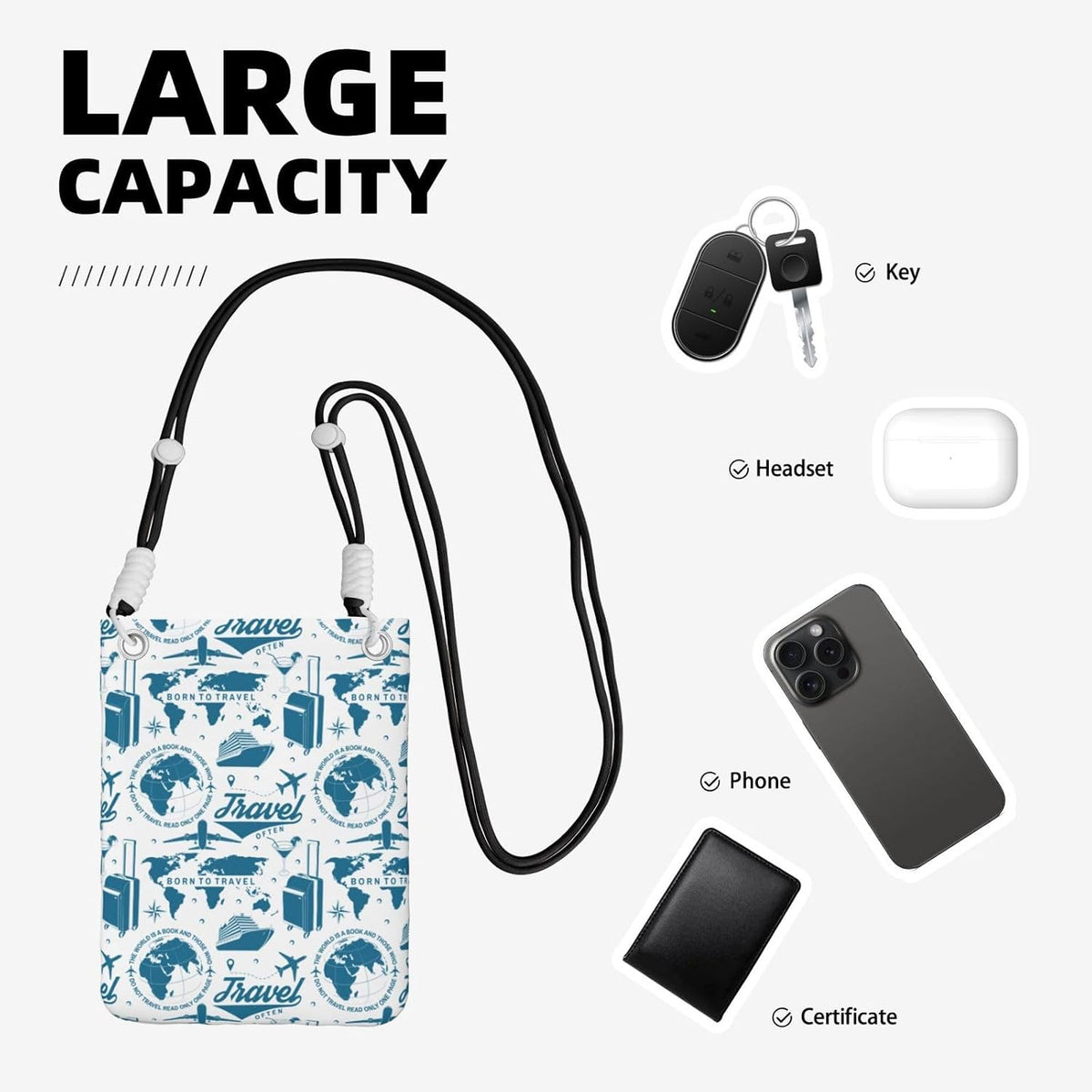 Air Travel for Crossbody Phone Bag, Small & Lightweight Crossbody Purse for Women with Adjustable Strap, Water-Resistant Daily Commuter Bag for Phone, Wallet, Keys