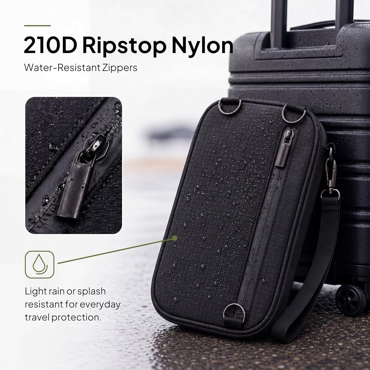 Family Passport Holder with Tracker Slot, RFID Blocking Travel Wallet for 4 Passports & 8 Cards, Crossbody Passport Organizer with Wristlet Strap, Water-Resistant 210D Nylon, Customizable Patch Panel