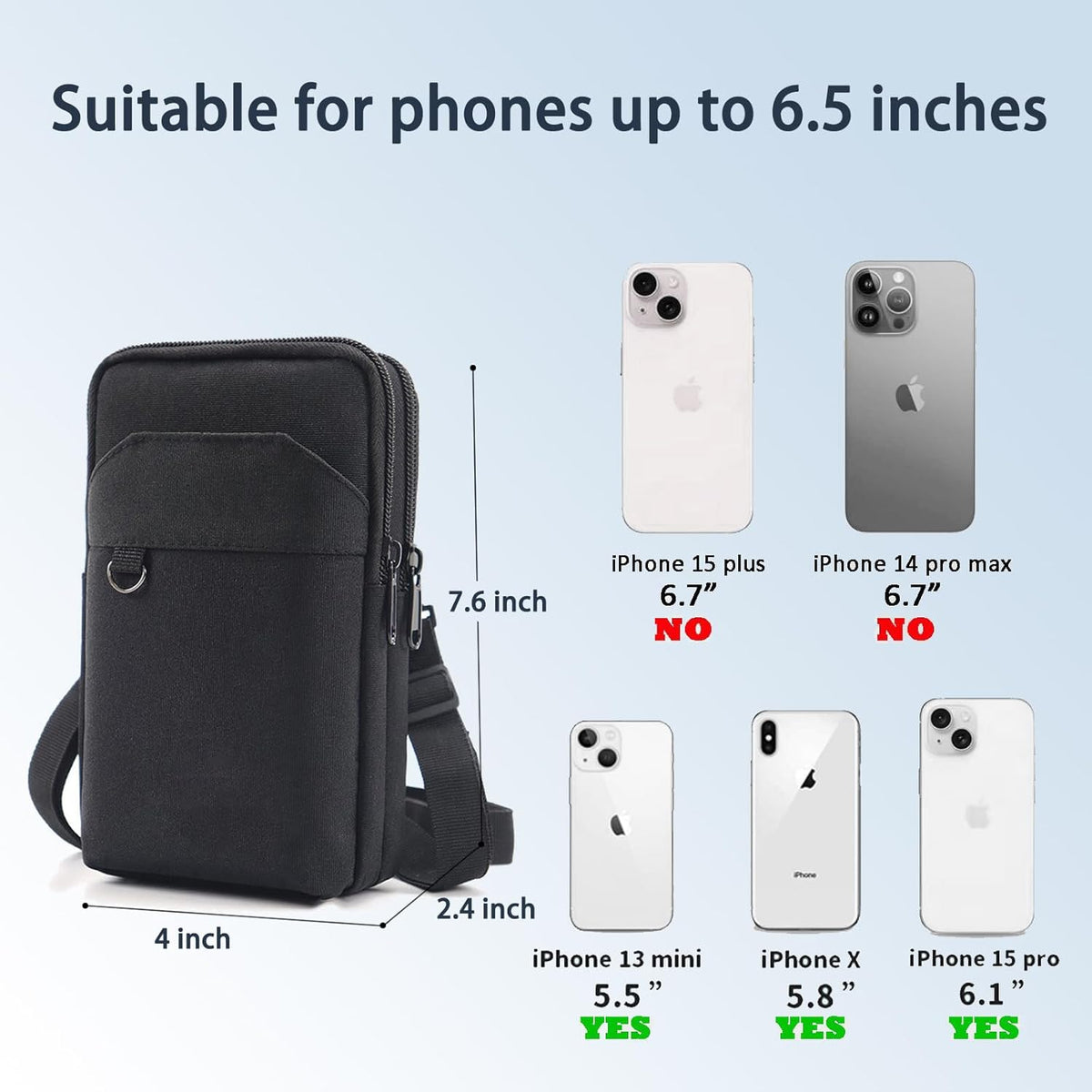 Travel Cell Phone Pouch Belt Pouch, Phone Holster Crossbody Bag with Shoulder Strap for iPhone Case Holder for Hand with Neck Lanyard Smartphone Walking Passport Wallet (Blue A)