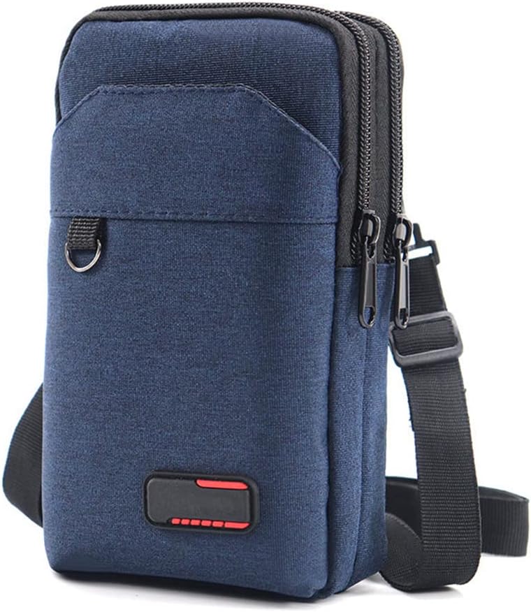 Travel Cell Phone Pouch Belt Pouch, Phone Holster Crossbody Bag with Shoulder Strap for iPhone Case Holder for Hand with Neck Lanyard Smartphone Walking Passport Wallet (Blue A)