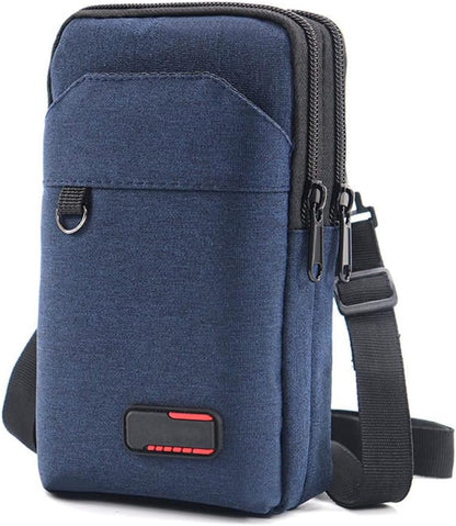 Travel Cell Phone Pouch Belt Pouch, Phone Holster Crossbody Bag with Shoulder Strap for iPhone Case Holder for Hand with Neck Lanyard Smartphone Walking Passport Wallet (Blue A)