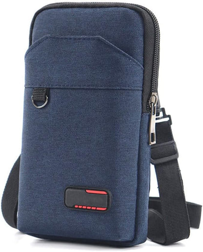 Travel Cell Phone Pouch Belt Pouch, Phone Holster Crossbody Bag with Shoulder Strap for iPhone Case Holder for Hand with Neck Lanyard Smartphone Walking Passport Wallet (Blue A)