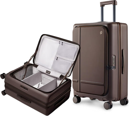 Carry On Luggage 22X14X9 Airline Approved with Front Pocket, 20 Inch Luggage with Front Compartment, Expandable, Double Spinner Wheels, Hardsided PC, TSA Lock (Cool Grey, Seine Max)