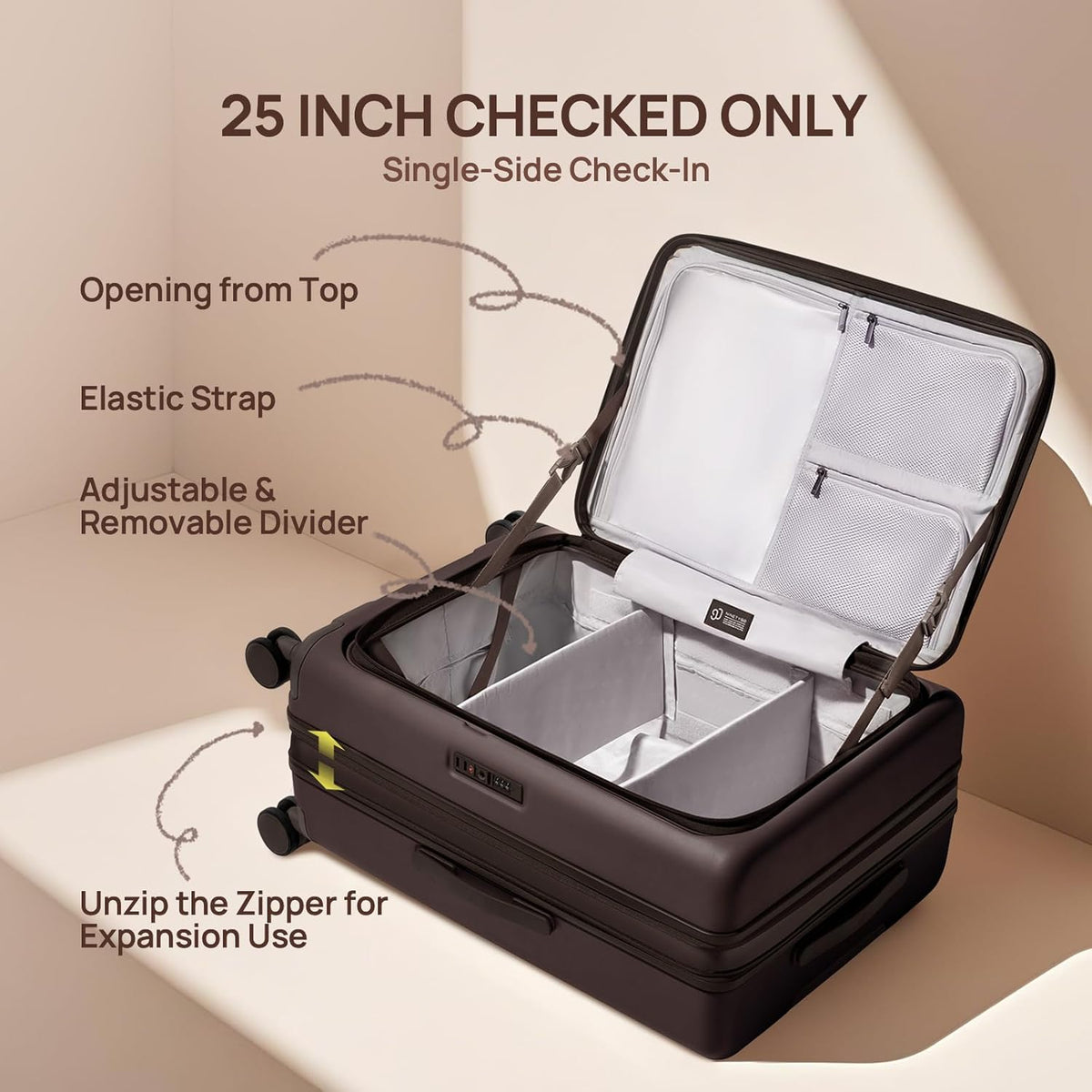 Carry On Luggage 22X14X9 Airline Approved with Front Pocket, 20 Inch Luggage with Front Compartment, Expandable, Double Spinner Wheels, Hardsided PC, TSA Lock (Cool Grey, Seine Max)