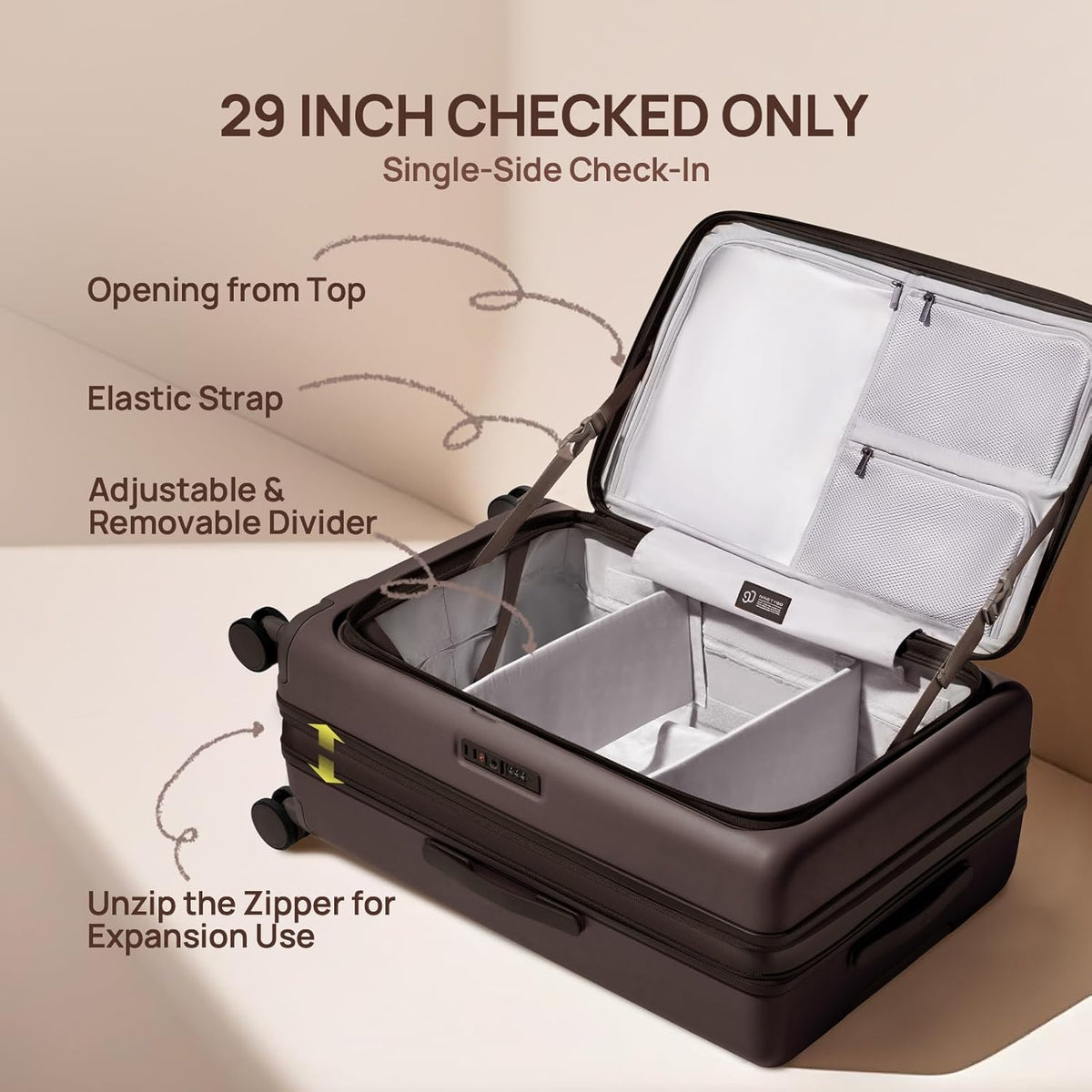 Carry On Luggage 22X14X9 Airline Approved with Front Pocket, 20 Inch Luggage with Front Compartment, Expandable, Double Spinner Wheels, Hardsided PC, TSA Lock (Cool Grey, Seine Max)