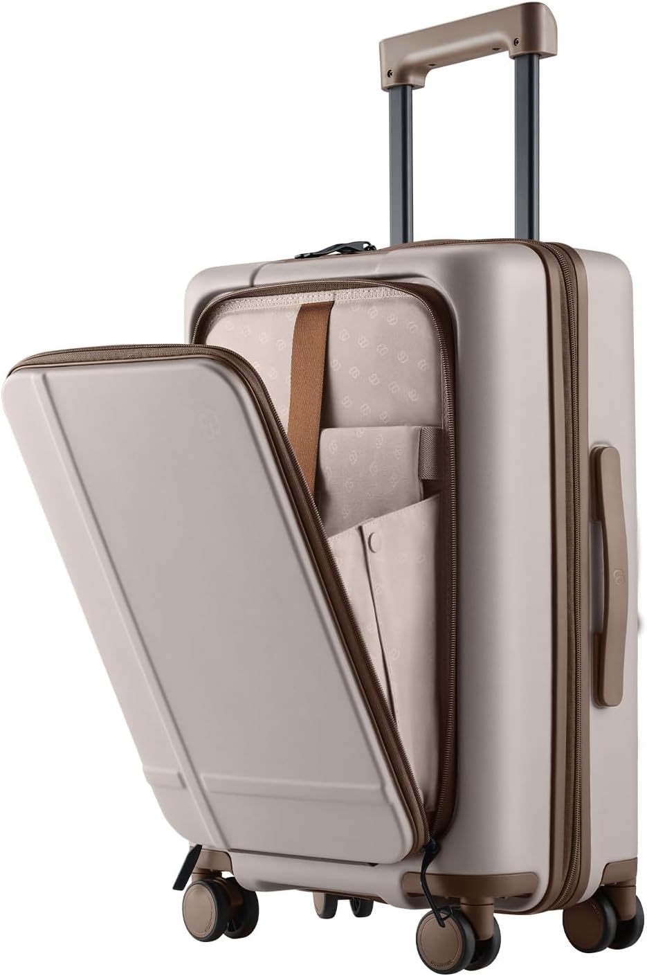 Carry On Luggage 22X14X9 Airline Approved with Front Pocket, 20 Inch Luggage with Front Compartment, Expandable, Double Spinner Wheels, Hardsided PC, TSA Lock (Cool Grey, Seine Max)