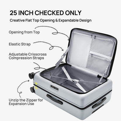 Carry On Luggage 22X14X9 Airline Approved with Front Pocket, 20 Inch Luggage with Front Compartment, Expandable, Double Spinner Wheels, Hardsided PC, TSA Lock (Cool Grey, Seine Max)
