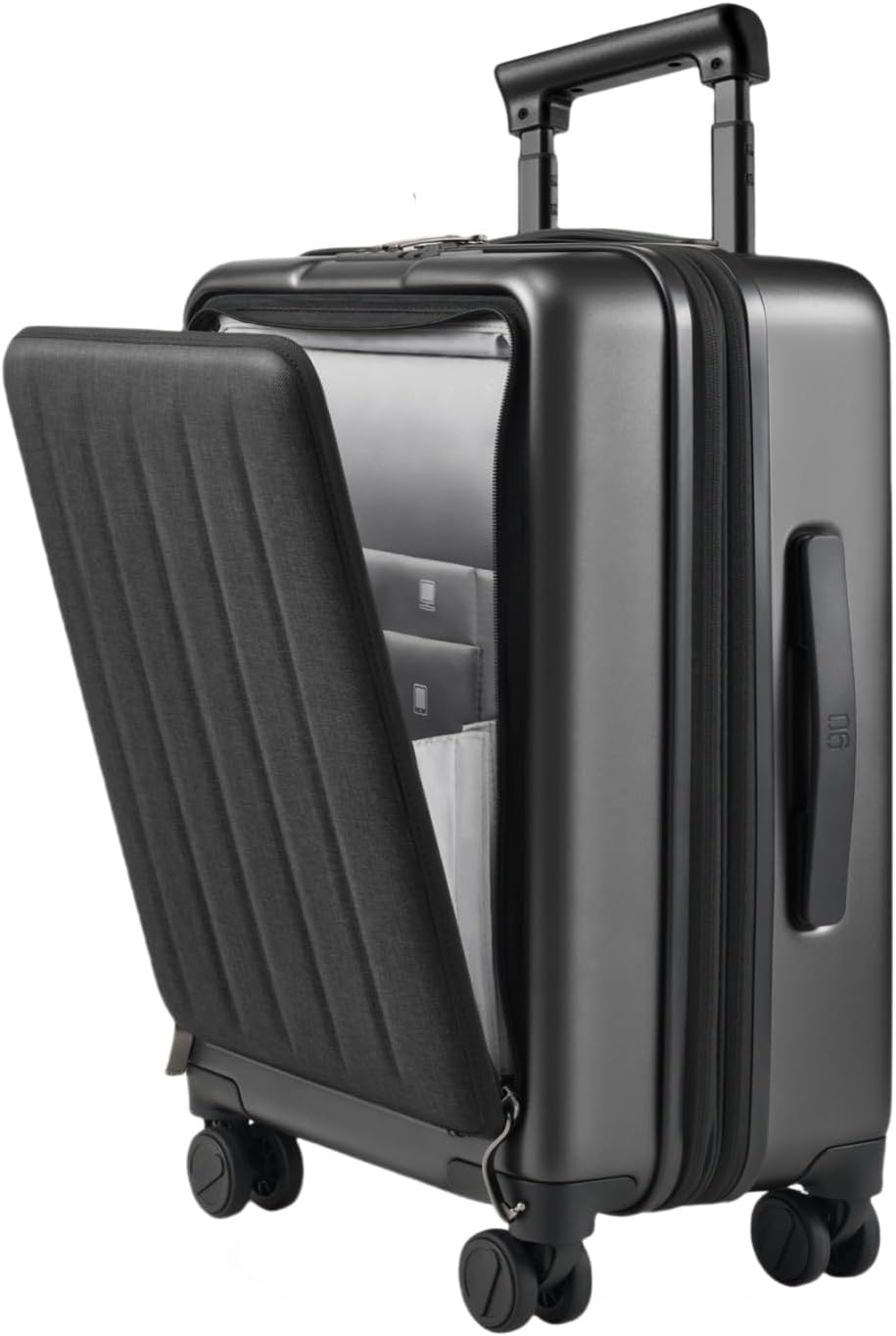 Carry On Luggage 22X14X9 Airline Approved with Front Pocket, 20 Inch Luggage with Front Compartment, Expandable, Double Spinner Wheels, Hardsided PC, TSA Lock (Cool Grey, Seine Max)