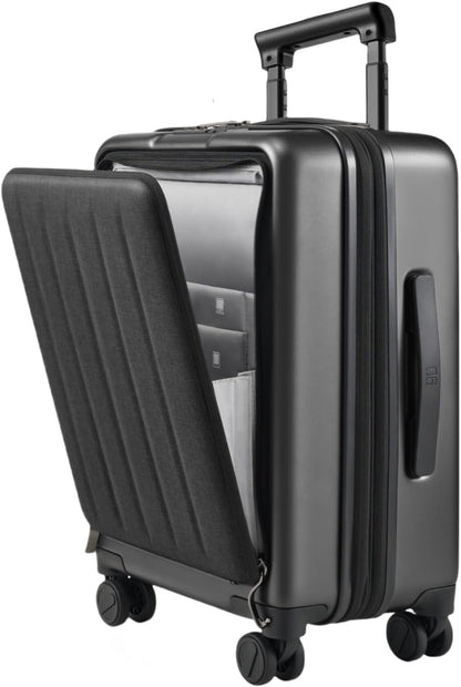 Carry On Luggage 22X14X9 Airline Approved with Front Pocket, 20 Inch Luggage with Front Compartment, Expandable, Double Spinner Wheels, Hardsided PC, TSA Lock (Cool Grey, Seine Max)