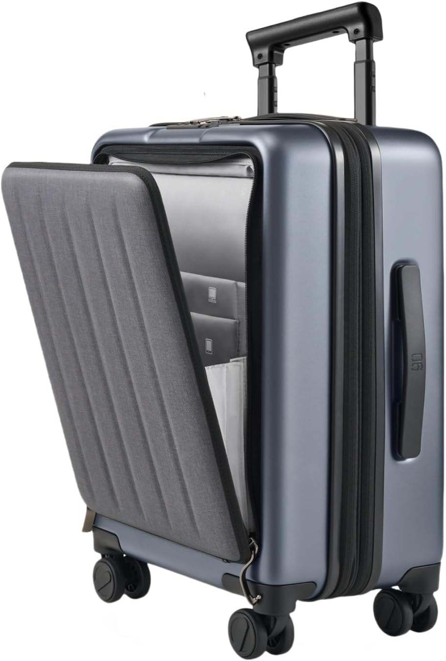 Carry On Luggage 22X14X9 Airline Approved with Front Pocket, 20 Inch Luggage with Front Compartment, Expandable, Double Spinner Wheels, Hardsided PC, TSA Lock (Cool Grey, Seine Max)
