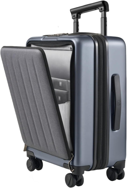 Carry On Luggage 22X14X9 Airline Approved with Front Pocket, 20 Inch Luggage with Front Compartment, Expandable, Double Spinner Wheels, Hardsided PC, TSA Lock (Cool Grey, Seine Max)