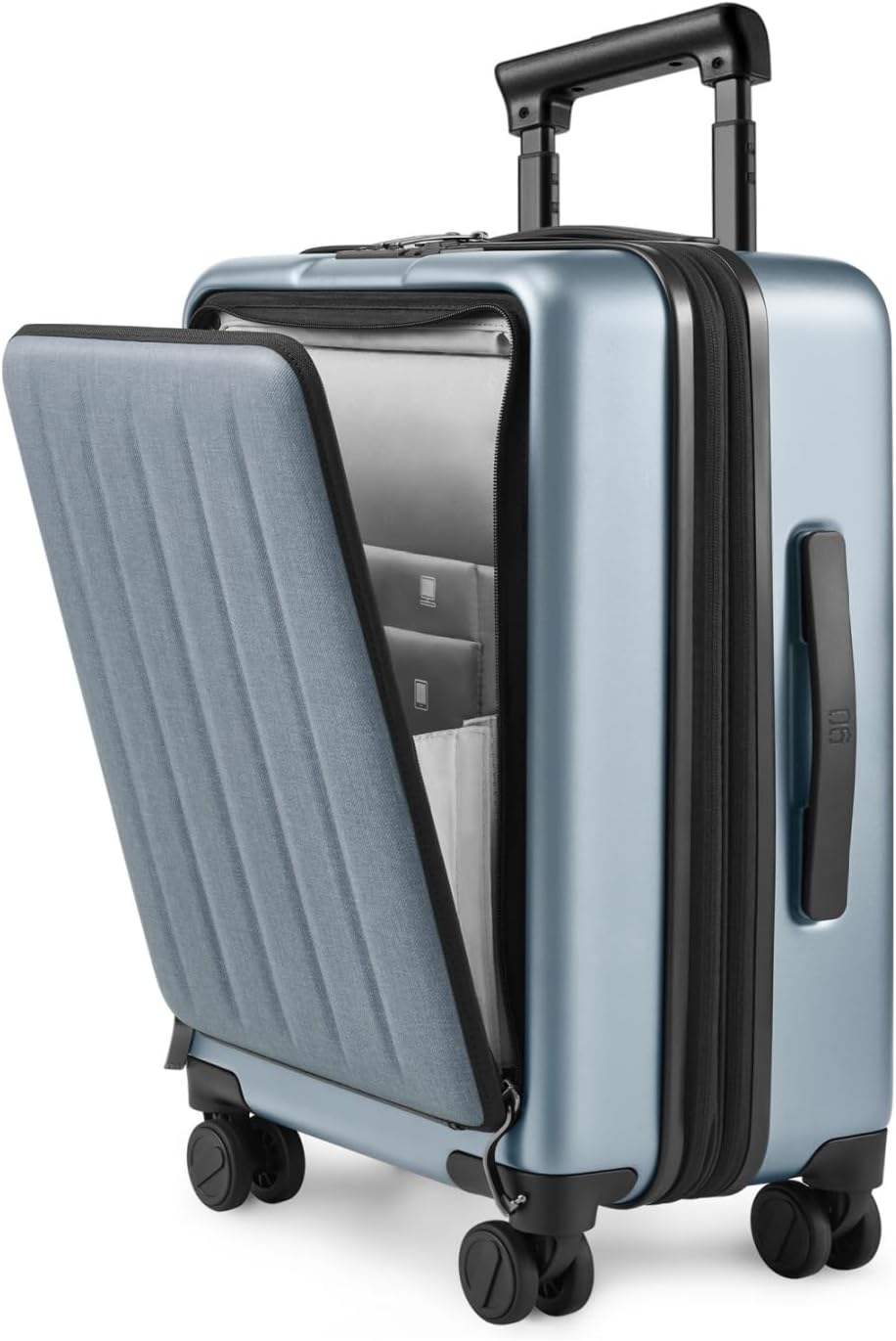Carry On Luggage 22X14X9 Airline Approved with Front Pocket, 20 Inch Luggage with Front Compartment, Expandable, Double Spinner Wheels, Hardsided PC, TSA Lock (Cool Grey, Seine Max)