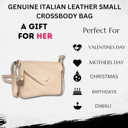 Genuine Italian Leather Small Crossbody Sling Bag RFID Protected Trendy Casual Office with Adjustable Strap