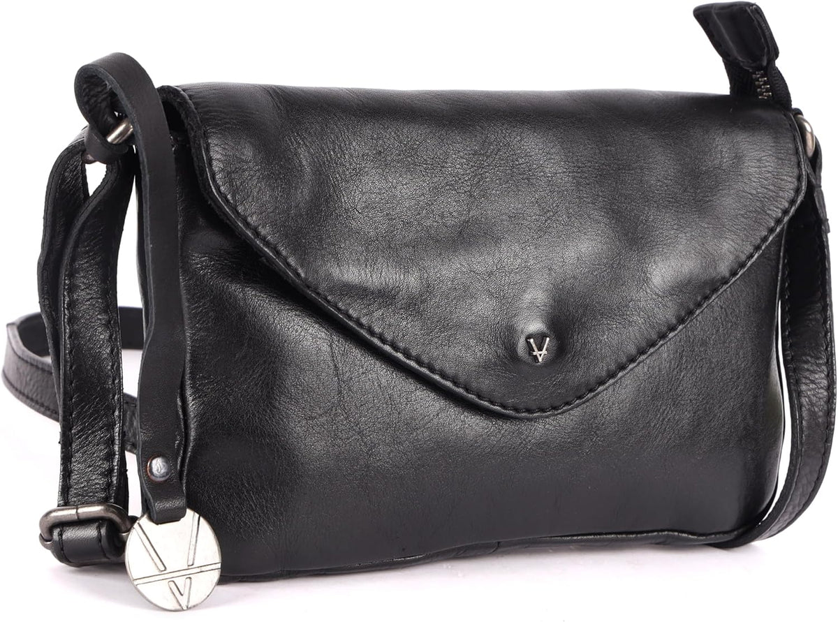 Genuine Italian Leather Small Crossbody Sling Bag RFID Protected Trendy Casual Office with Adjustable Strap
