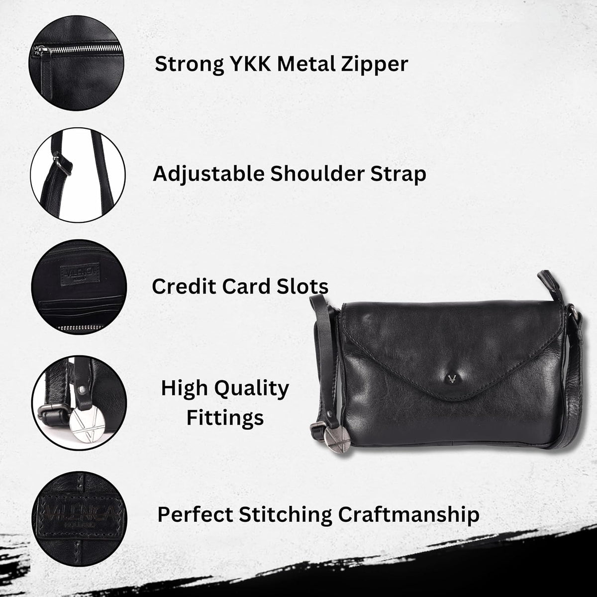 Genuine Italian Leather Small Crossbody Sling Bag RFID Protected Trendy Casual Office with Adjustable Strap