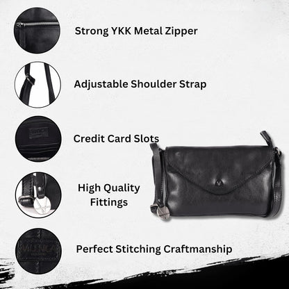 Genuine Italian Leather Small Crossbody Sling Bag RFID Protected Trendy Casual Office with Adjustable Strap