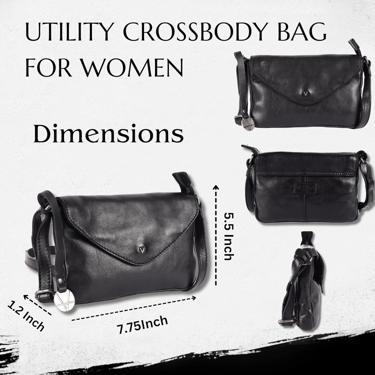 Genuine Italian Leather Small Crossbody Sling Bag RFID Protected Trendy Casual Office with Adjustable Strap