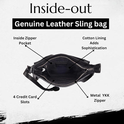 Genuine Italian Leather Small Crossbody Sling Bag RFID Protected Trendy Casual Office with Adjustable Strap