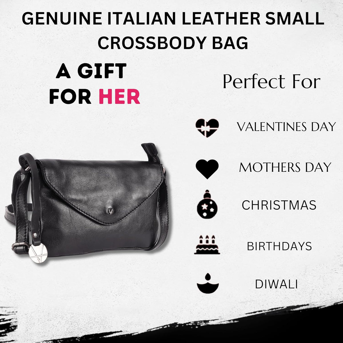 Genuine Italian Leather Small Crossbody Sling Bag RFID Protected Trendy Casual Office with Adjustable Strap