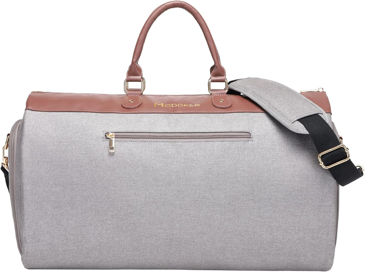 Women's 2-in-1 Convertible Garment Bag & Duffel, 45L Carry On Luggage, Anti-Wrinkle Hanging Suit Bag, Grey, 22.8x11x11.8 inch
