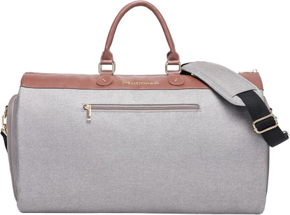 Women's 2-in-1 Convertible Garment Bag & Duffel, 45L Carry On Luggage, Anti-Wrinkle Hanging Suit Bag, Grey, 22.8x11x11.8 inch