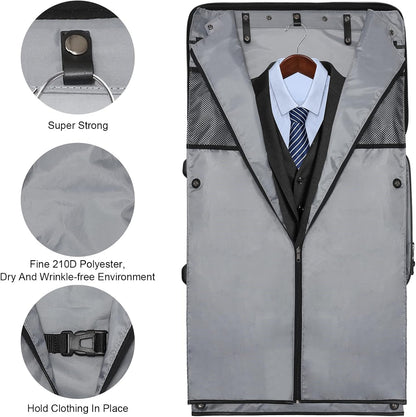 Women's 2-in-1 Convertible Garment Bag & Duffel, 45L Carry On Luggage, Anti-Wrinkle Hanging Suit Bag, Grey, 22.8x11x11.8 inch
