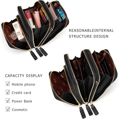 Small Cell Phone Crossbody Bag, Multi-pocket & 6 Card Slots | 6 card slots, multi-pocket zipper layout and soft synthetic leather keep phone, lipstick, coins and keys ready outdoors