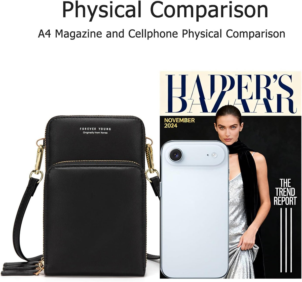 Small Cell Phone Crossbody Bag, Multi-pocket & 6 Card Slots | 6 card slots, multi-pocket zipper layout and soft synthetic leather keep phone, lipstick, coins and keys ready outdoors