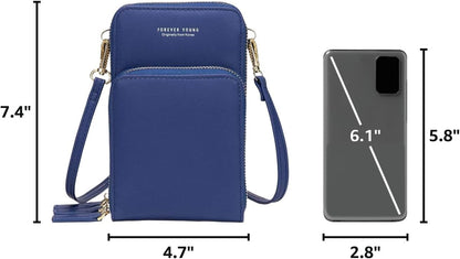 Small Cell Phone Crossbody Bag, Multi-pocket & 6 Card Slots | 6 card slots, multi-pocket zipper layout and soft synthetic leather keep phone, lipstick, coins and keys ready outdoors