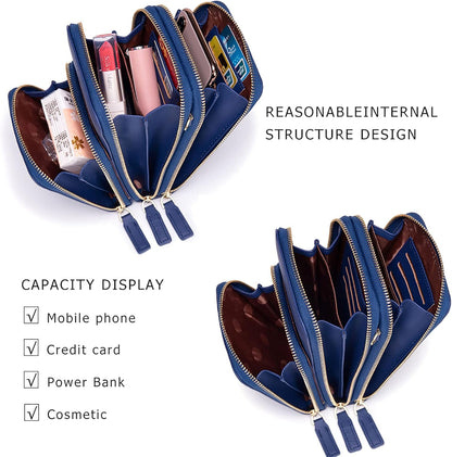 Small Cell Phone Crossbody Bag, Multi-pocket & 6 Card Slots | 6 card slots, multi-pocket zipper layout and soft synthetic leather keep phone, lipstick, coins and keys ready outdoors