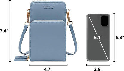 Small Cell Phone Crossbody Bag, Multi-pocket & 6 Card Slots | 6 card slots, multi-pocket zipper layout and soft synthetic leather keep phone, lipstick, coins and keys ready outdoors
