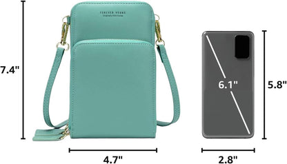 Small Cell Phone Crossbody Bag, Multi-pocket & 6 Card Slots | 6 card slots, multi-pocket zipper layout and soft synthetic leather keep phone, lipstick, coins and keys ready outdoors