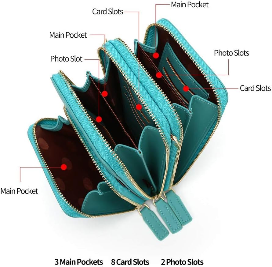 Small Cell Phone Crossbody Bag, Multi-pocket & 6 Card Slots | 6 card slots, multi-pocket zipper layout and soft synthetic leather keep phone, lipstick, coins and keys ready outdoors