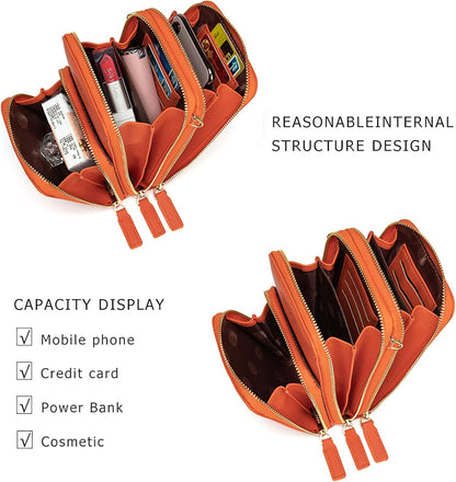 Small Cell Phone Crossbody Bag, Multi-pocket & 6 Card Slots | 6 card slots, multi-pocket zipper layout and soft synthetic leather keep phone, lipstick, coins and keys ready outdoors