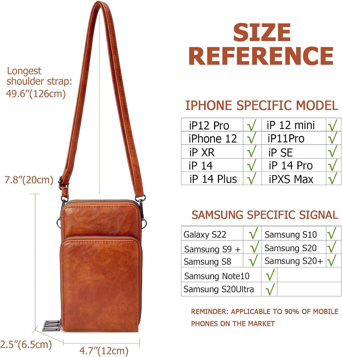 Small Cell Phone Crossbody Bag, Multi-pocket & 6 Card Slots | 6 card slots, multi-pocket zipper layout and soft synthetic leather keep phone, lipstick, coins and keys ready outdoors