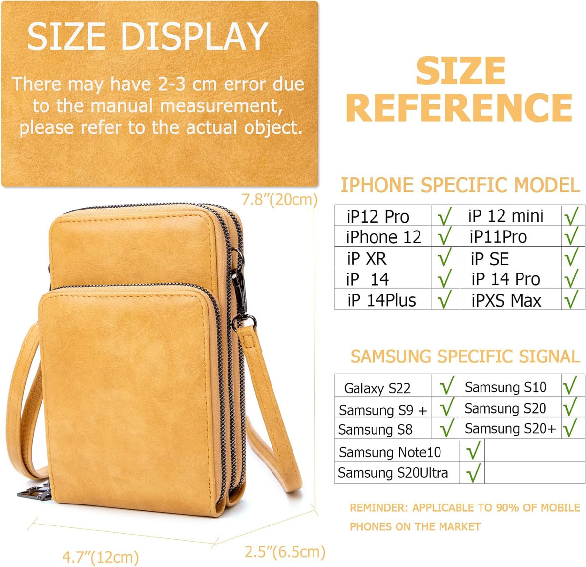 Small Cell Phone Crossbody Bag, Multi-pocket & 6 Card Slots | 6 card slots, multi-pocket zipper layout and soft synthetic leather keep phone, lipstick, coins and keys ready outdoors