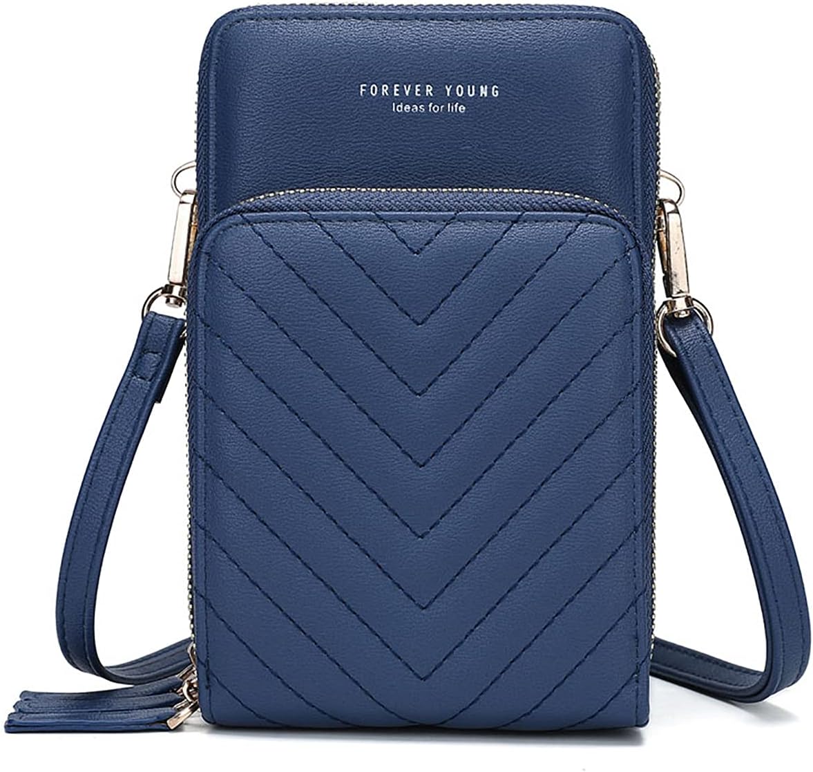 Small Cell Phone Crossbody Bag, Multi-pocket & 6 Card Slots | 6 card slots, multi-pocket zipper layout and soft synthetic leather keep phone, lipstick, coins and keys ready outdoors