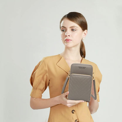 Small Cell Phone Crossbody Bag, Multi-pocket & 6 Card Slots | 6 card slots, multi-pocket zipper layout and soft synthetic leather keep phone, lipstick, coins and keys ready outdoors