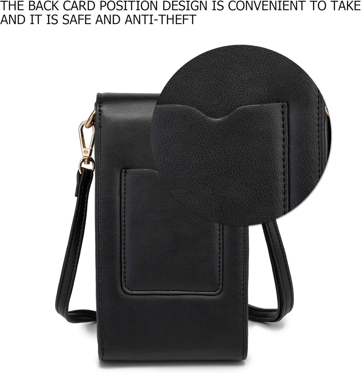 Small Cell Phone Crossbody Bag, Multi-pocket & 6 Card Slots | 6 card slots, multi-pocket zipper layout and soft synthetic leather keep phone, lipstick, coins and keys ready outdoors
