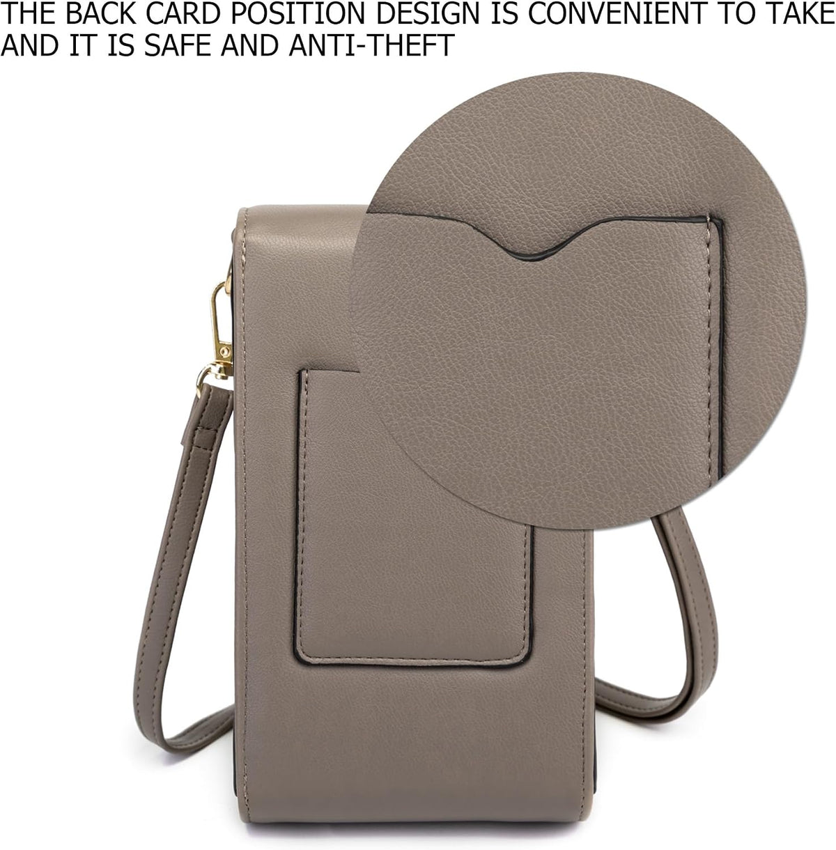 Small Cell Phone Crossbody Bag, Multi-pocket & 6 Card Slots | 6 card slots, multi-pocket zipper layout and soft synthetic leather keep phone, lipstick, coins and keys ready outdoors