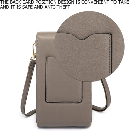 Small Cell Phone Crossbody Bag, Multi-pocket & 6 Card Slots | 6 card slots, multi-pocket zipper layout and soft synthetic leather keep phone, lipstick, coins and keys ready outdoors