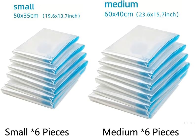 12 Pack Roll Up Compression Bags for Travel No Pump Needed Space Saver Bags Reusable Hand Roll Vacuum Storage Bags for Clothes Luggage Organizer Bags for Travel Essentials Clear