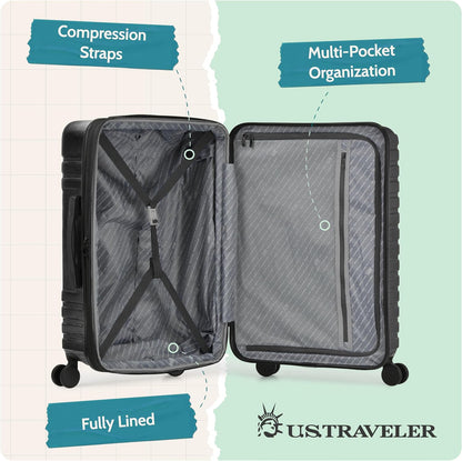Boren Expandable Hardside Rugged Travel Luggage with 8 Spinner Wheels, Mint, Carry-on 22-Inch