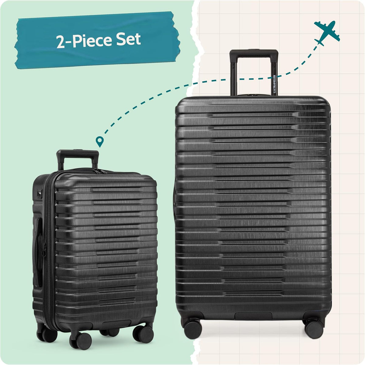 Boren Expandable Hardside Rugged Travel Luggage with 8 Spinner Wheels, Mint, Carry-on 22-Inch