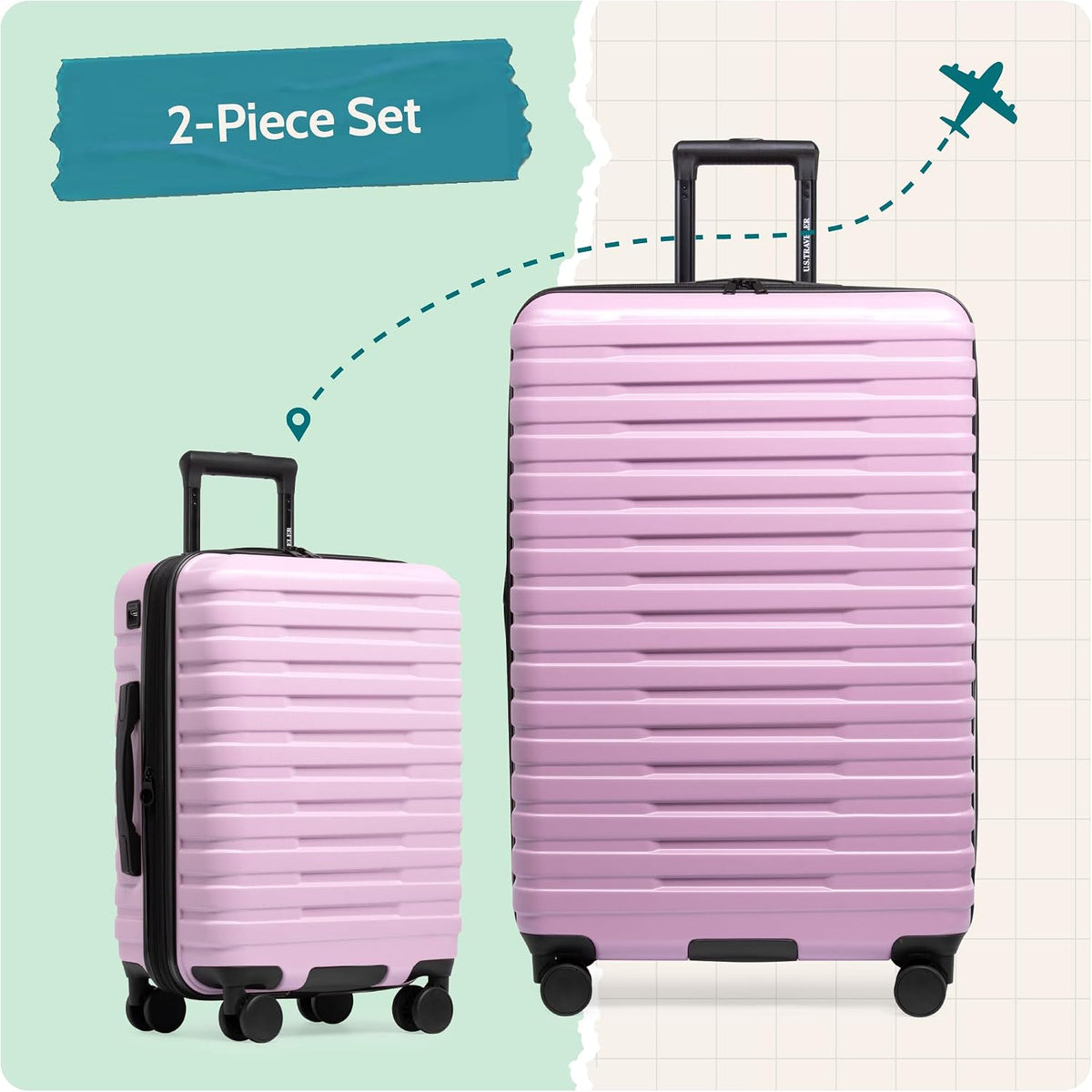 Boren Expandable Hardside Rugged Travel Luggage with 8 Spinner Wheels, Mint, Carry-on 22-Inch