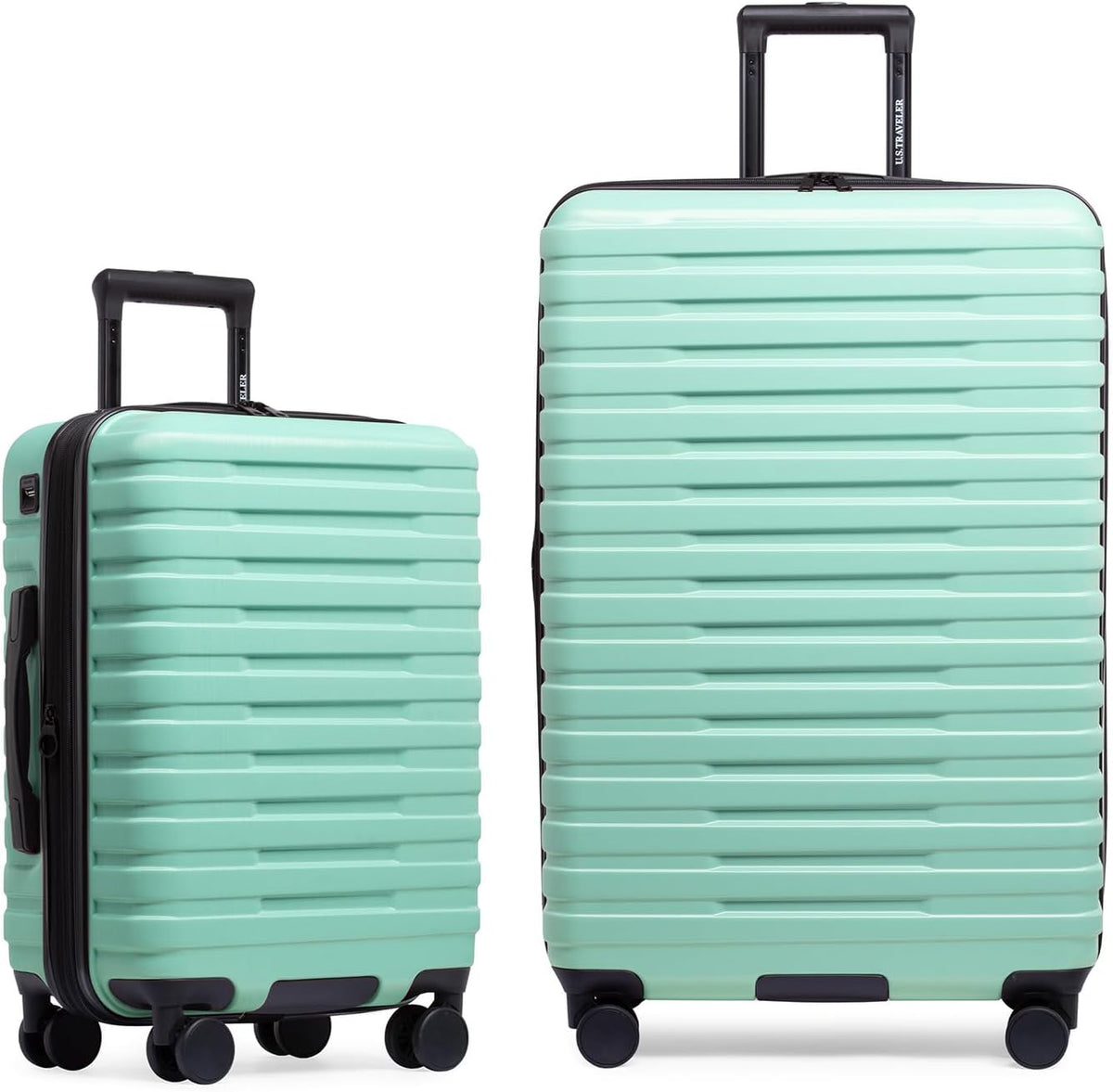 Boren Expandable Hardside Rugged Travel Luggage with 8 Spinner Wheels, Mint, Carry-on 22-Inch