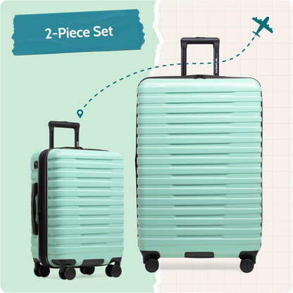 Boren Expandable Hardside Rugged Travel Luggage with 8 Spinner Wheels, Mint, Carry-on 22-Inch